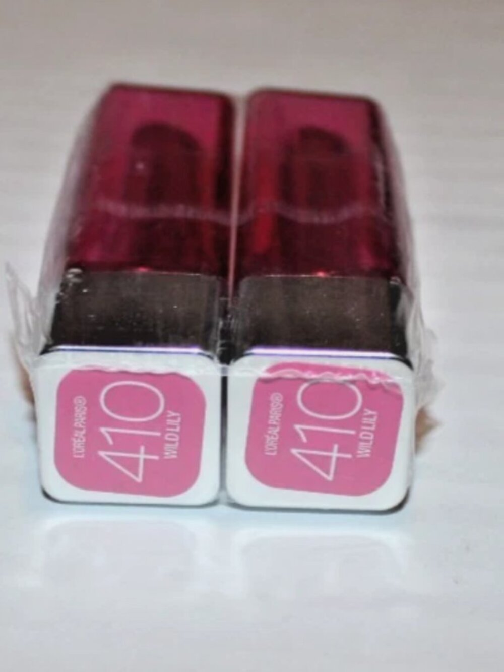 LOREAL Paris Pop Balm Lipstick 410 WILD LILY 2 Tubes Pink Lip Gloss Color